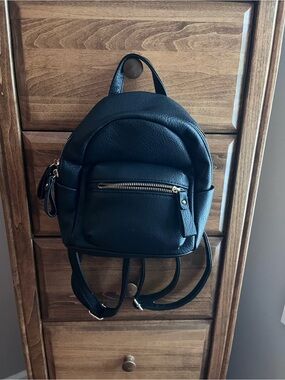 Classic Black Pleather Mini Backpack - Sleek Everyday Carry